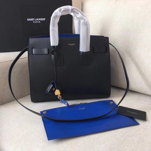 Yves Saint Laurent Klassische Sac De Jour Tasche Glattes Leder Y398709 Schwarz&Blau