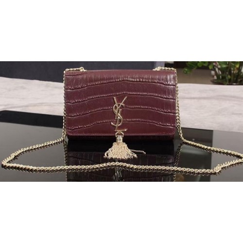 Yves Saint Laurent Umhängetasche aus Krokoleder 1311224 Lila