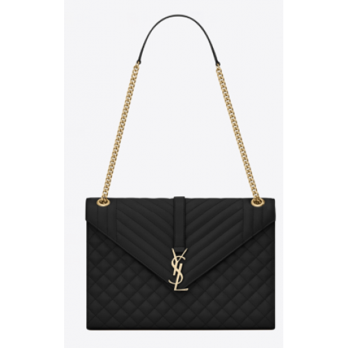 Yves Saint Laurent Umhängetasche aus Kaviarleder 487256 schwarz