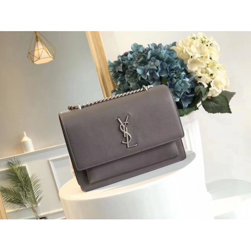 Yves Saint Laurent Cross-Body Original Leather Shoulder Bag Y8607 Grau