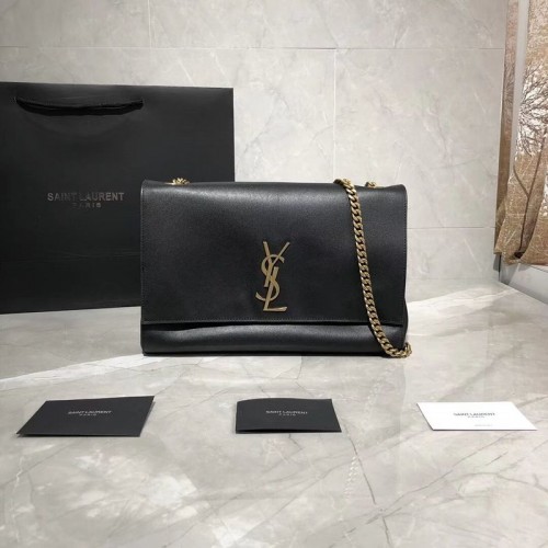 Yves Saint Laurent Double Skin Use Original Leder-Umhängetasche Y553804 Schwarz