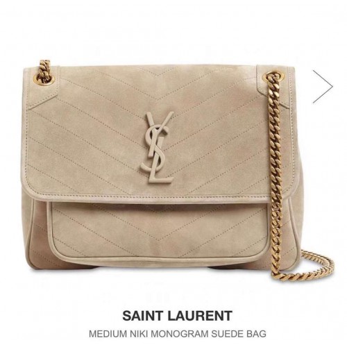 Yves Saint Laurent MITTLERE UMSCHLAGTASCHE AUS GESTEPPTEM WILDLEDER Y498004 Creme