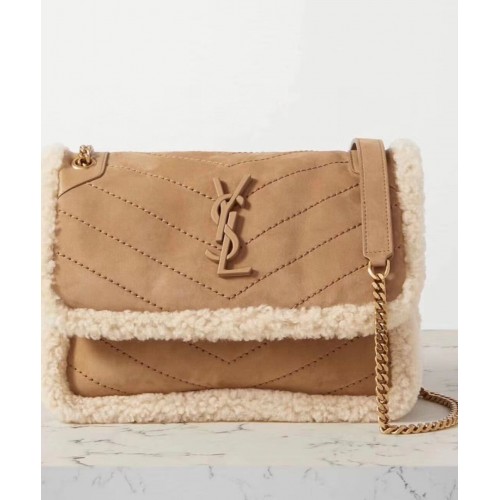 Yves Saint Laurent IN Kaschmir UND GLATTEM LEDER Y533037 braun