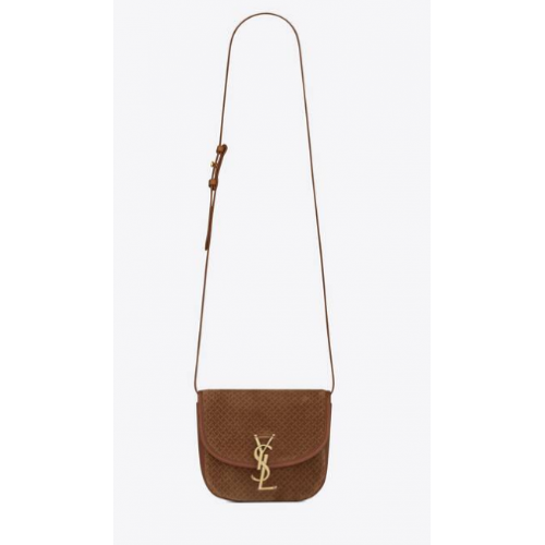 Yves Saint Laurent KLEINE TASCHE KAIA AUS WILDLEDER MIT ZOPFMOTIV 74025 BRUN CLAIR