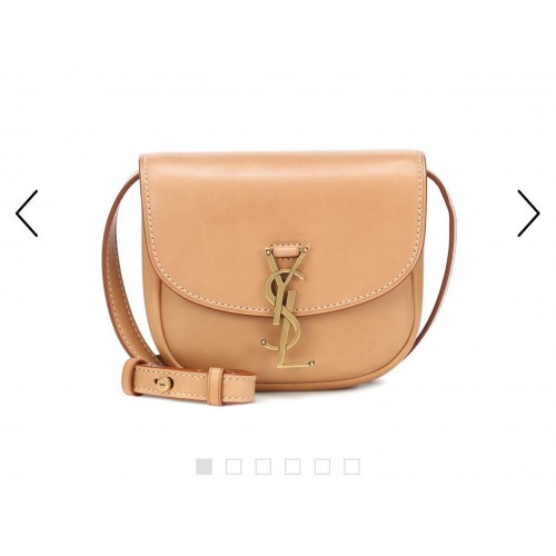 Yves Saint Laurent KAIA KLEINE TASCHE AUS GLATTEM LEDER BRAUN GOLD 61974