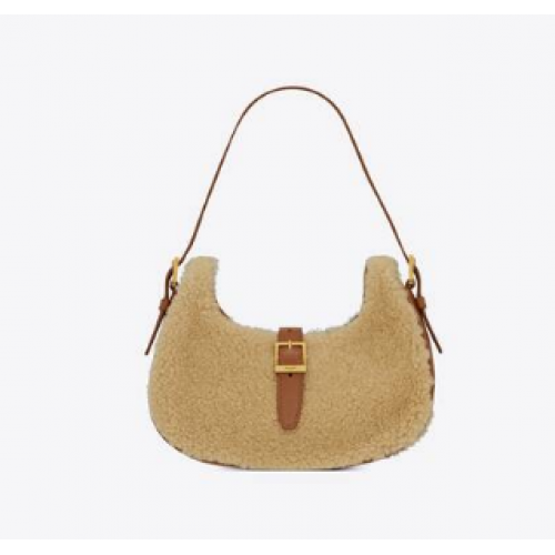 Yves Saint Laurent LE FERMOIR HOBO TASCHE AUS MERINO SHEARLING 6726152 NATURBEIGER ZIEGEL