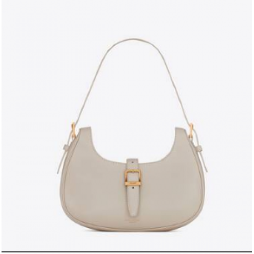 Yves Saint Laurent LE FERMOIR HOBO TASCHE AUS GLÄNZENDEM LEDER 6726152 BLANC VINTAGE