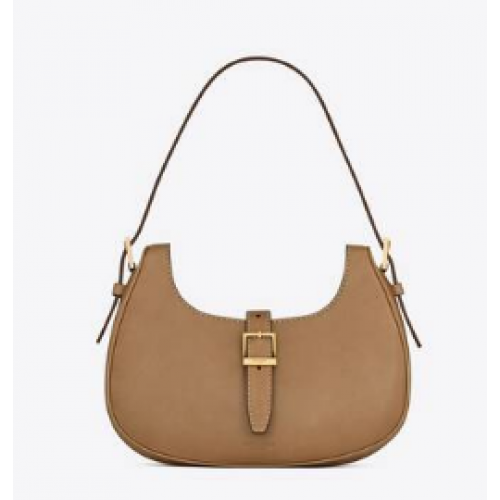 Yves Saint Laurent LE FERMOIR HOBO TASCHE AUS GLÄNZENDEM LEDER 6726152 BRAUN GOLD