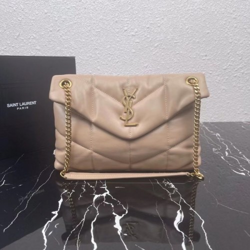 Yves Saint Laurent KLEINE LOULOU PUFFER TASCHE AUS GESTEPPTEM LAMMLEDER 577476 ANEMONE apricot