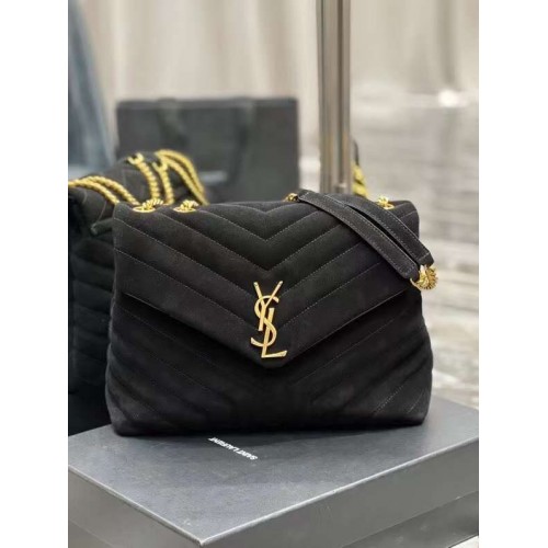Yves Saint Laurent LOULOU große TASCHE AUS Y787216 WILDLEDER Y787216 schwarz