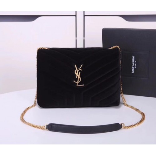 Yves Saint Laurent Umhängetasche aus Leder Y487218 Schwarz