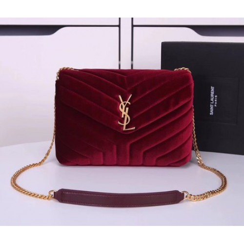 Yves Saint Laurent Umhängetasche aus Leder Y487218 Wein