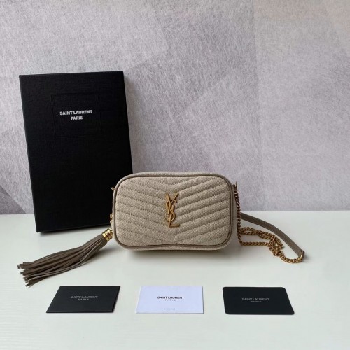 Yves Saint Laurent MINI AUS GESTEPPTEM Y-LEINEN Y681158 grau
