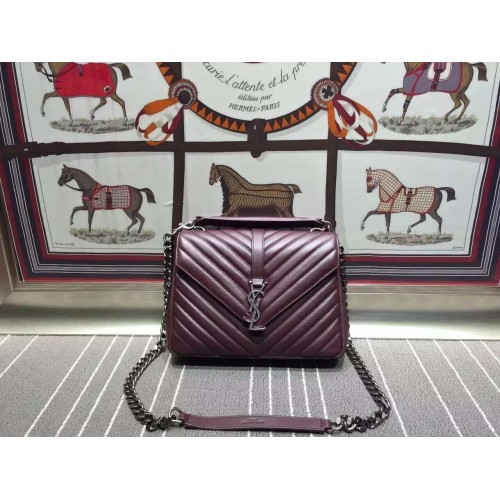 Yves Saint Laurent Umhängetasche Origianl Leder YSL0338 Burgund