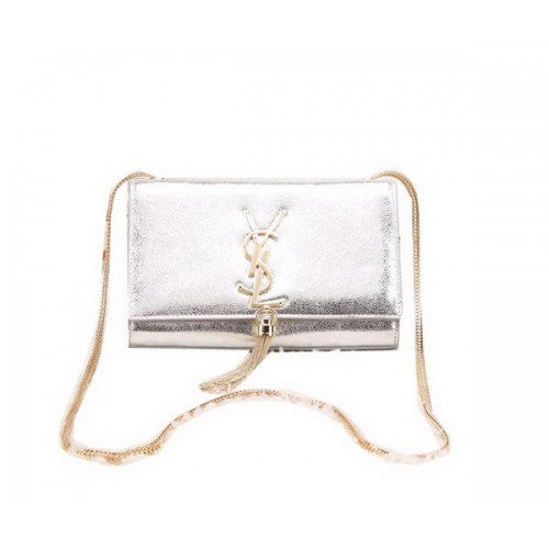 Yves Saint Laurent Monogramm Umhängetasche Silber
