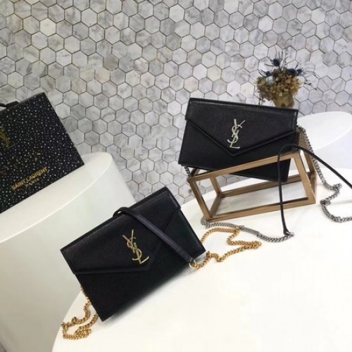 Yves Saint Laurent Original Kalbsleder Schultertasche 2822 Schwarz