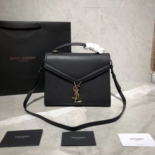Yves Saint Laurent MITTLERE TASCHE CASSANDRA MIT OBEREM GRIFF AUS GRAIN DE POUDRE GEPRÄGTEM LEDER Y578000 Schwarz