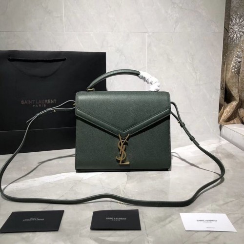 Yves Saint Laurent MITTLERE TASCHE CASSANDRA MIT OBEREM GRIFF AUS LEDER MIT GRAIN DE POUDRE-PRÄGUNG Y578000 Grün