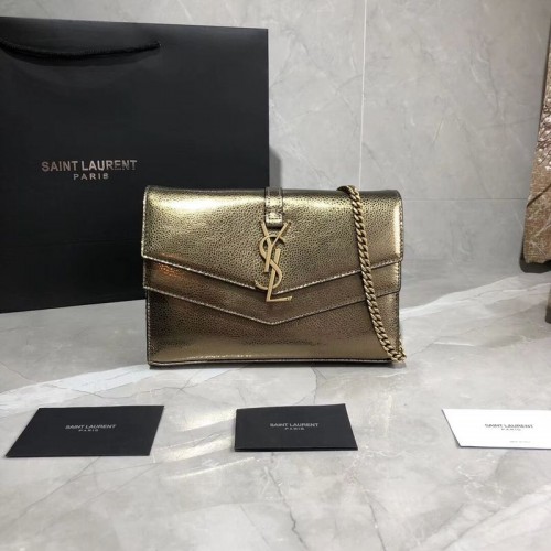 Yves Saint Laurent Original Leder Umhängetasche Y554763 Bronze Gold