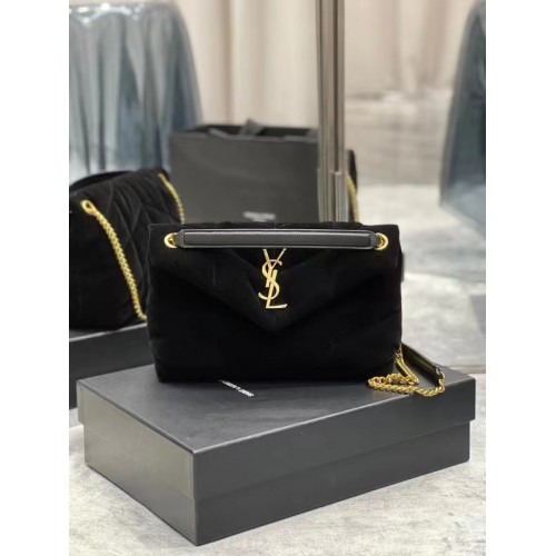 Yves Saint Laurent PUFFER KLEINE TASCHE AUS VElouis VuittonET UND LAMMLEDER 747627 schwarz
