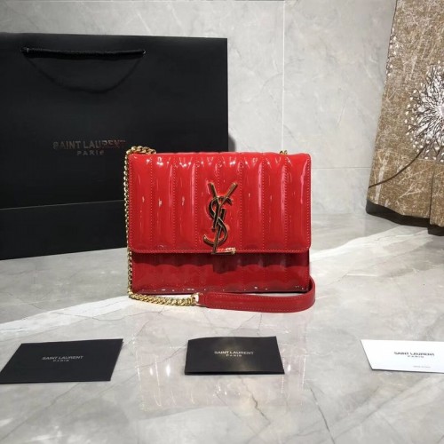 Yves Saint Laurent Original Schultertasche aus Lackleder Y554125 Rot