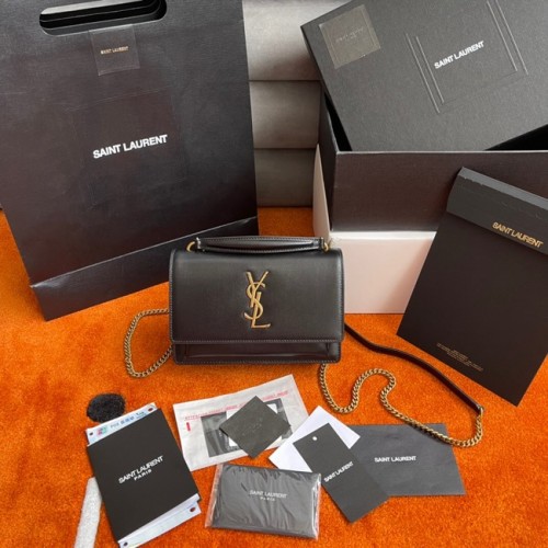 Yves Saint Laurent SUNSET KLEINE KETTENTASCHE INGLATTLEDER Y533036A SCHWARZ
