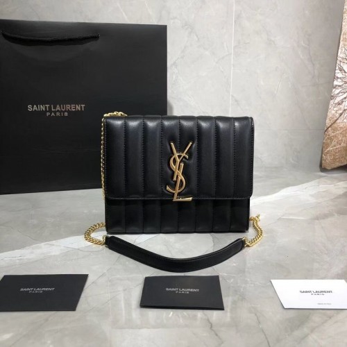Yves Saint Laurent Schaffell Original Leder Umhängetasche Y554125 Schwarz