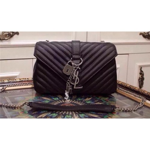 Yves Saint Laurent Kleine klassische Monogramm-Klappentasche Y20167 Schwarz