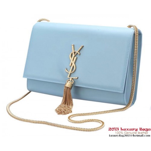 Yves Saint Laurent Kleine Umhängetasche mit Monogramm Y042 Hellblau