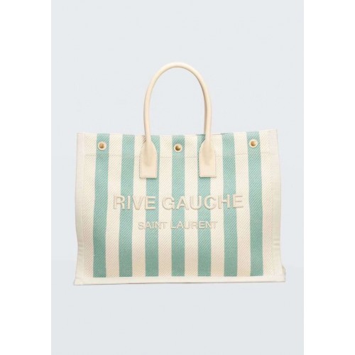 Yves Saint Laurent Einkaufstasche aus TWEED UND LAMMLEDER Y677922 Hellblau