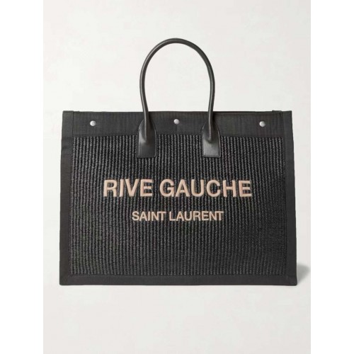 Yves Saint Laurent Tote Book Weave Einkaufstasche D23698 Schwarz