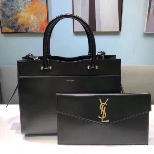 Yves Saint Laurent UPTOWN Top Handle Original Kalbsleder TASCHE 557653 Schwarz