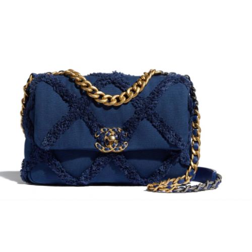 Chanel 19 Überschlagtasche AS1160 Marineblau