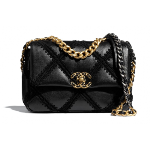 Chanel 19 Überschlagtasche AS1160 schwarz