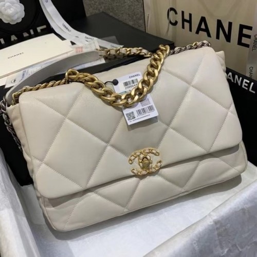 Chanel 19 große Überschlagtasche AS1160 AS1161 AS1162 Off white