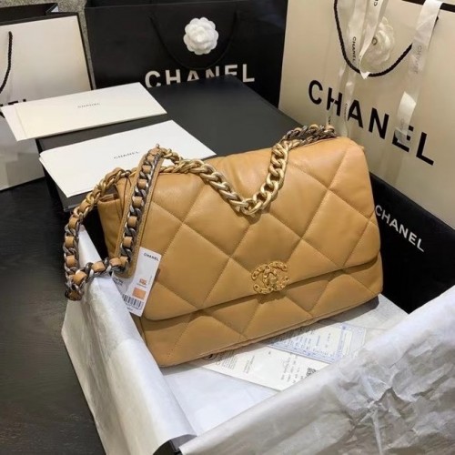 Chanel 19 große Überschlagtasche AS1162 Aprikose
