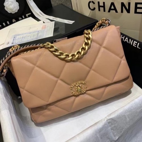 Chanel 19 große Überschlagtasche AS1162 hellrosa
