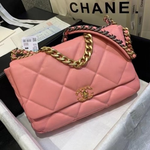 Chanel 19 große Überschlagtasche AS1162 rosa