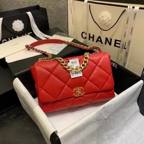 Chanel 19 große Überschlagtasche AS1162 rot