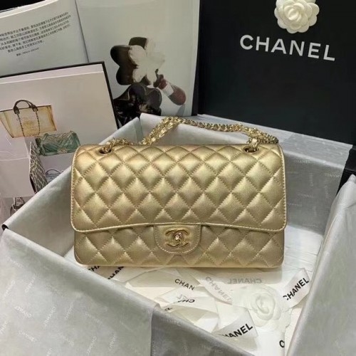 Chanel klassische Handtasche Lammleder gold Metall A01112 gold