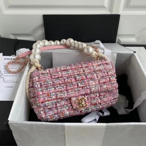 Chanel Klappentasche Tweed 19SS rosa