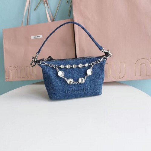 miu miu Denim Umhängetasche 5NB841-1 blau