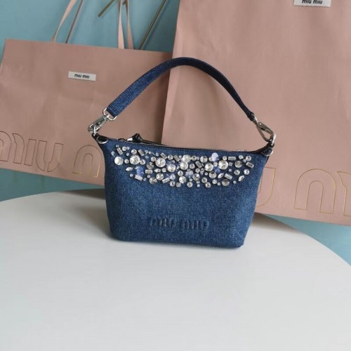 miu miu Denim Umhängetasche 5NB841 blau